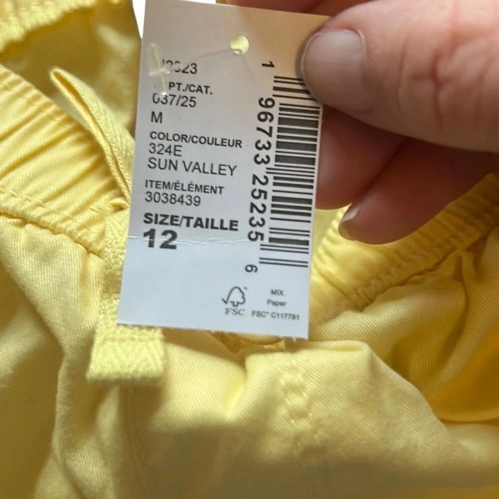 The Children's Place Chino Shorts Girls‎ Size 12 Yellow NWT Sun Valley Elastic